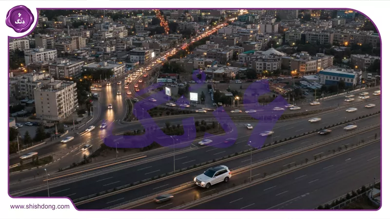 نمای هوایی تهران با بنز کلاس GLS در حرکت