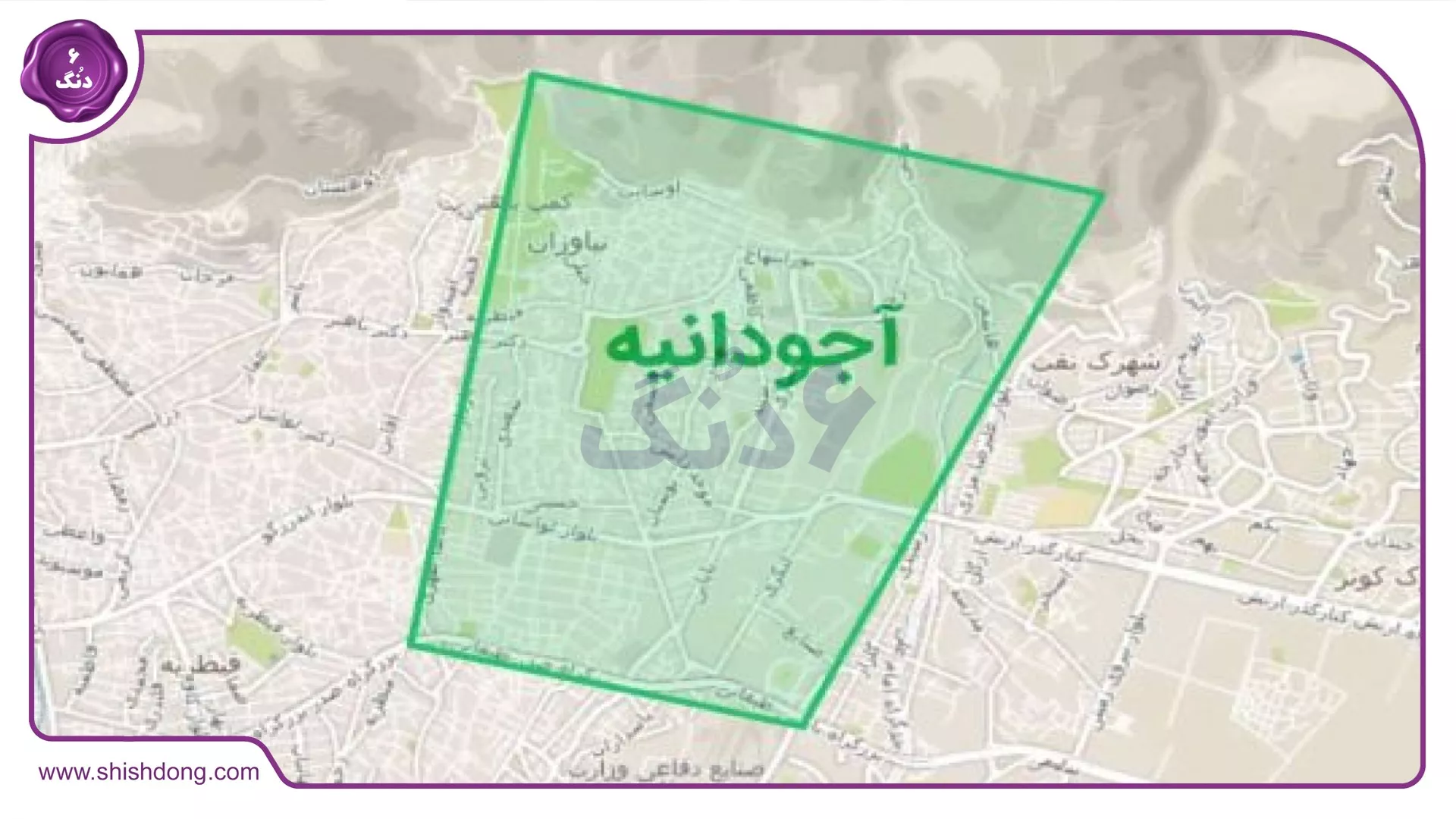 نقشه موقعیت آجودانیه تهران