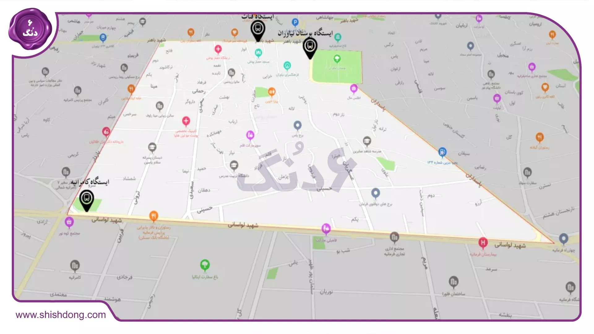 نقشه موقعیت حصار بوعلی نیاوران تهران