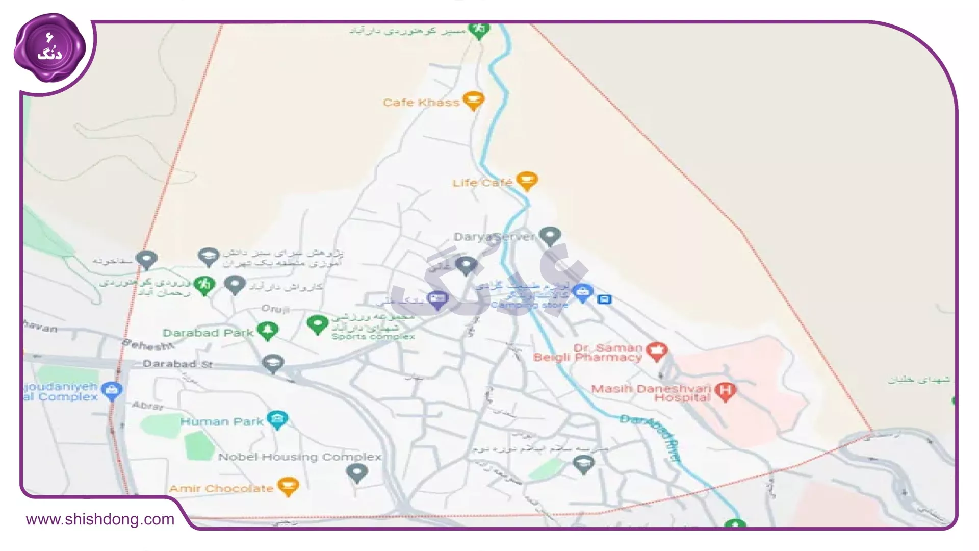 نقشه موقعیت دارآباد تهران
