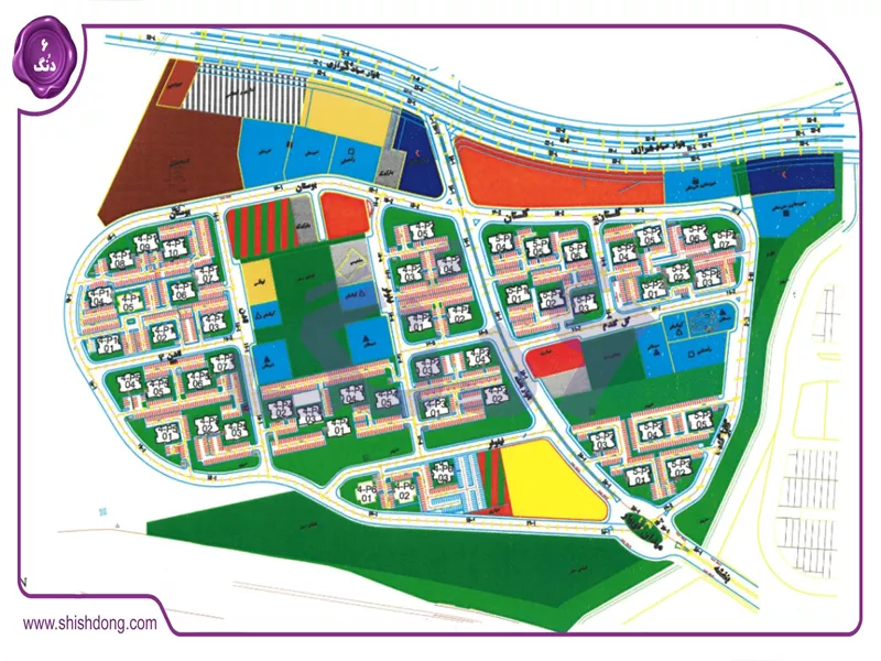 نقشه بلوک‌های فاز 5 شمالی پردیس با محله‌های ارس و زاینده‌رود
