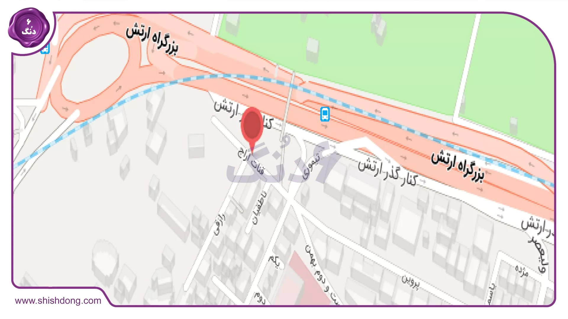نقشه محله اراج تهران با خیابان‌ها و امکانات محلی