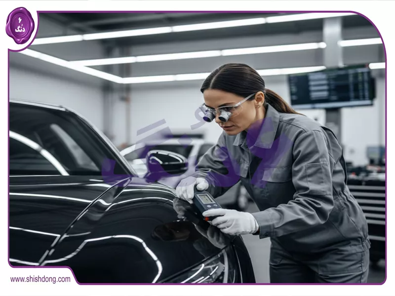 کارشناسی خودرو دست دوم با دستگاه ضخامت سنج رنگ