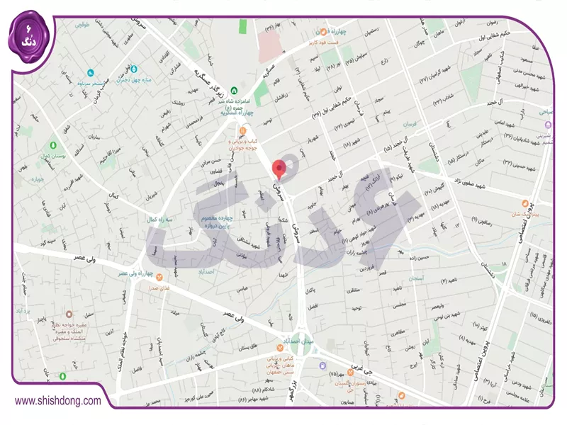 نقشه خیابان سروش اصفهان