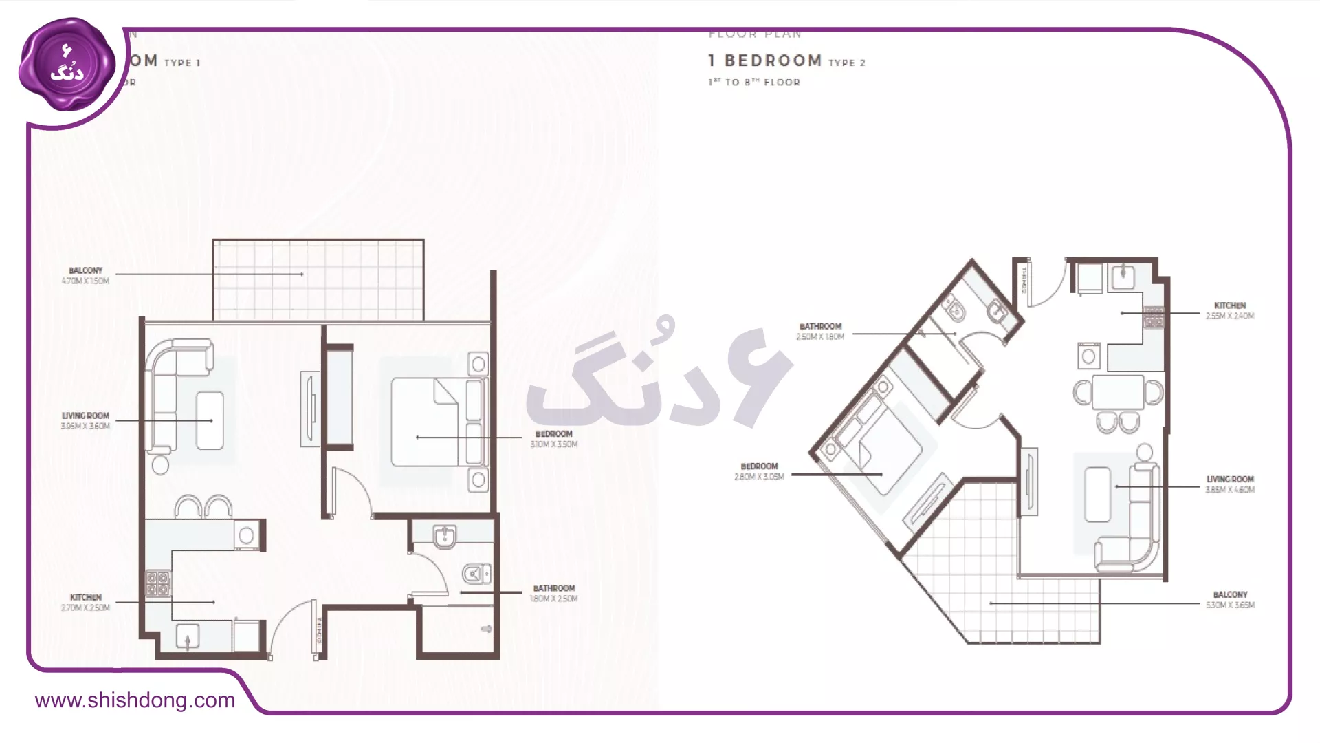 نقشه آپارتمان یکخوابه Oasis Studio City Dubai