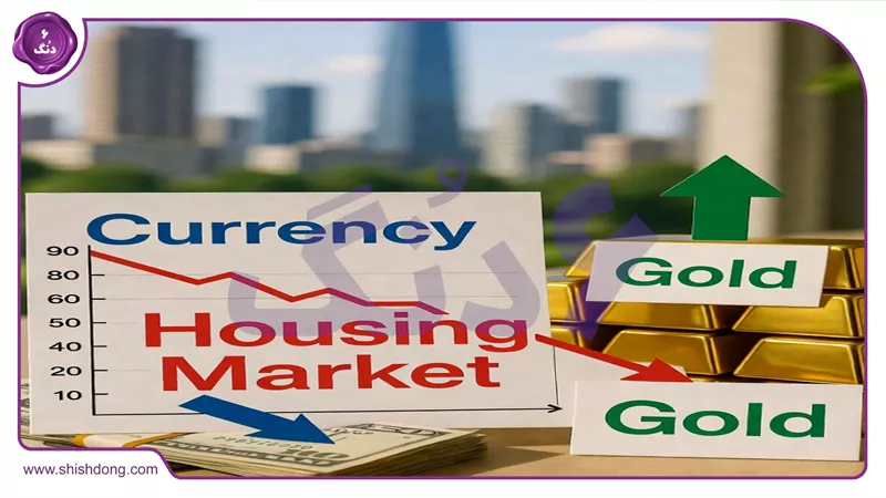 نمودار مقایسه بازدهی طلا و مسکن در ایران طی ۱۰ سال اخیر