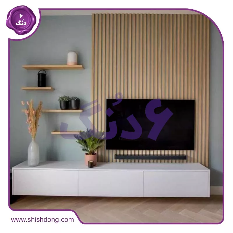 تی وی وال نیم چوبی با میز