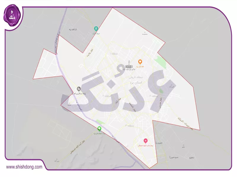 نقشه محله&zwnj;های یزد با صفائیه و فهادان