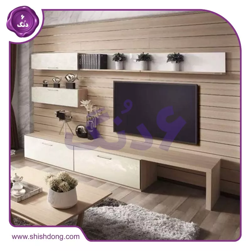 دیوار و میز تلویزیون چوبی