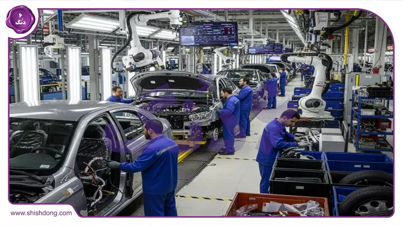 خط تولید خودرو در مرحله مونتاژ