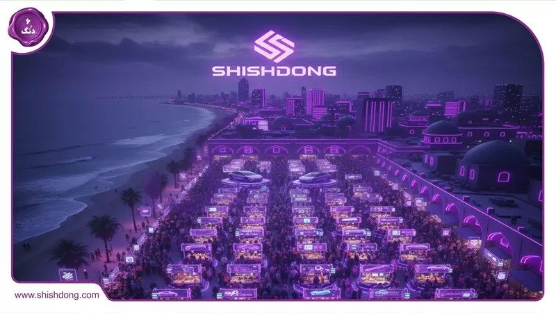 نمای هوایی محمودآباد با بازارهای شلوغ