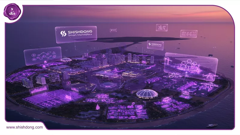 نمای هوایی قشم با مراکز تجاری و فرصتهای شغلی