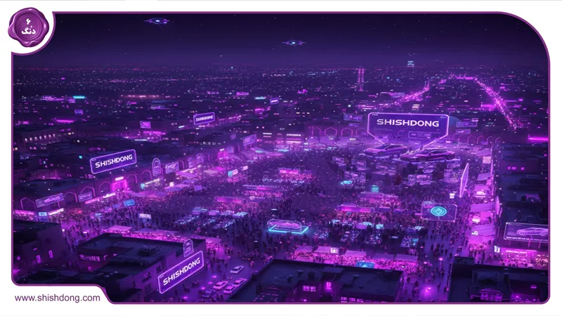 نمای هوایی کرج با بازارهای شلوغ