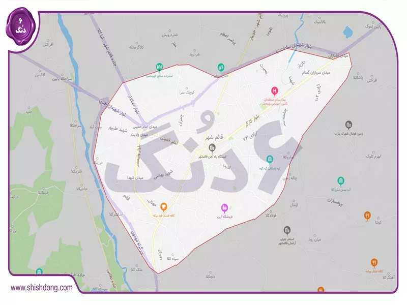 نقشه قائمشهر در مازندران
