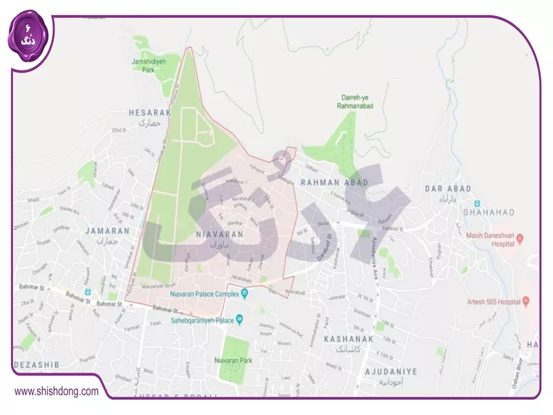 نقشه نیاوران: قلب لوکس تهران