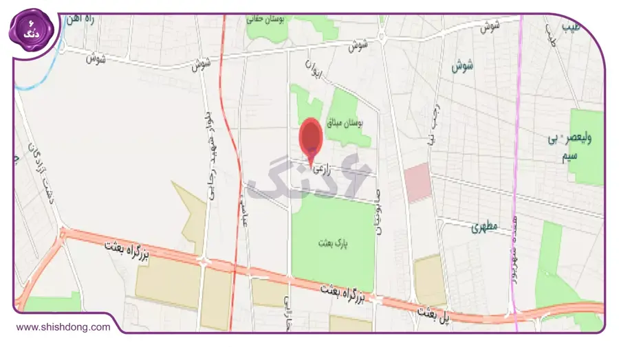 نقشه باغ آذری تهران