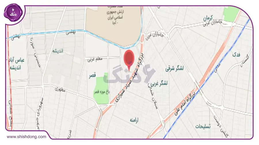 نقشه حشمتیه تهران و موقعیت در منطقه ۷