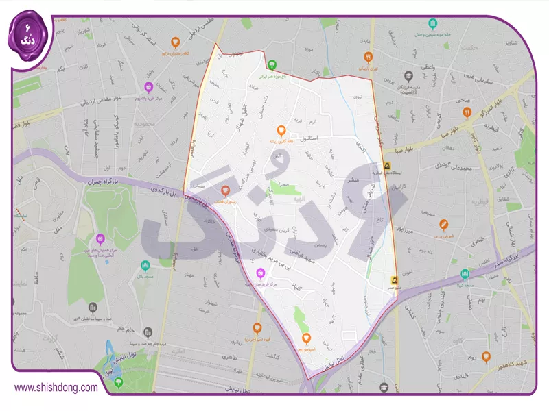 تصویر محله الهیه تهران روی نقشه