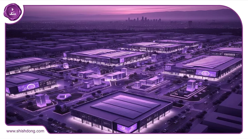 نمای هوایی بازار لوازم منزل با مراکز تجاری