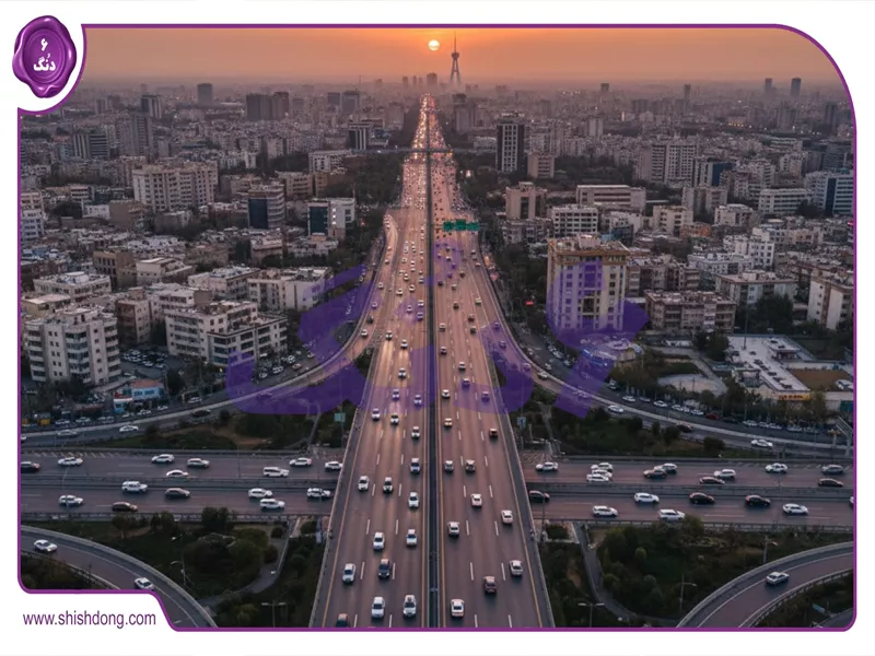 نمای هوایی تهران با سمند EL در حرکت