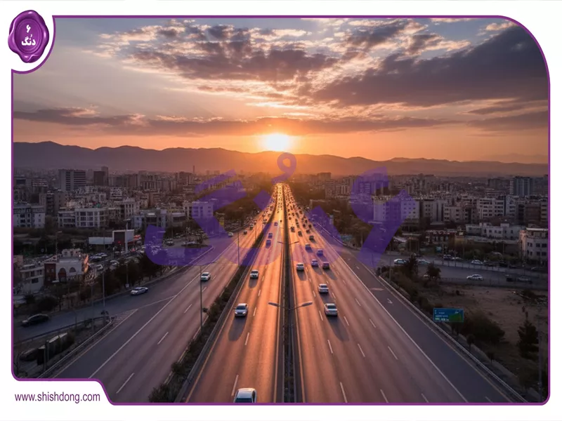 نمای هوایی تهران با سمند سریر در حرکت