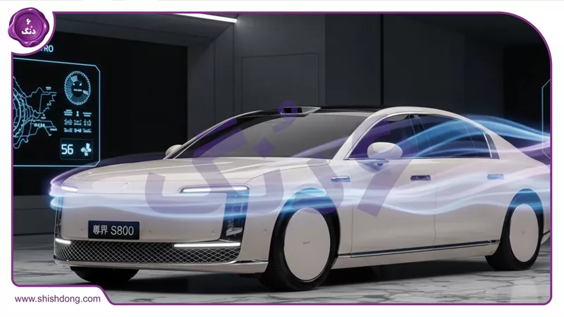 نمای جانبی خودرو لوکس هوشمند با crab-walking