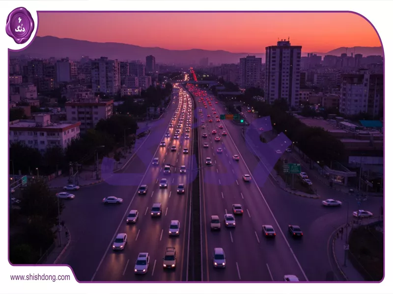 نمای هوایی تهران با پارکینگ‌های طبقاتی و پیکان وانت‌ها