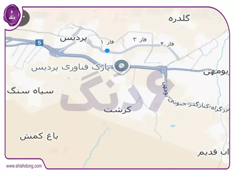 نقشه کرشت پردیس با موقعیت جغرافیایی و دسترسی به تهران