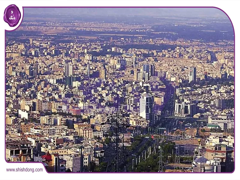 نمایی از محله رزکان نو کرج با فضای سبز و ساختمان‌های مدرن