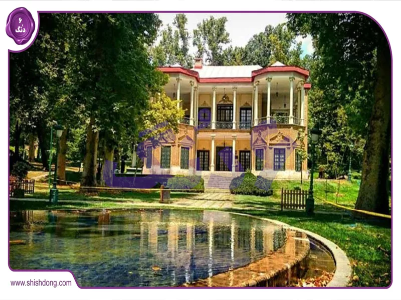 نمای هوایی کامل کاخ سعادت آباد تهران با تمام کاخ‌ها و باغ‌ها