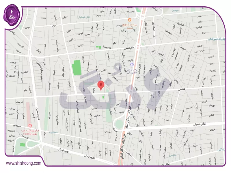 نقشه شهرک کاروان تهران – موقعیت جغرافیایی در منطقه ۱۵