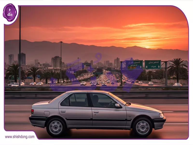 پژو 405 SLX در حال حرکت در بزرگراه همت تهران