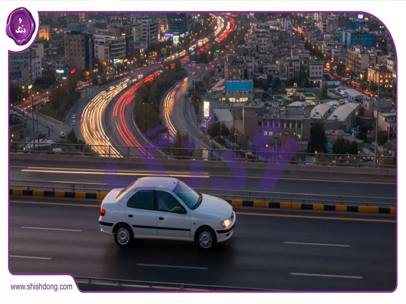نمای هوایی تهران با پژو پارس - پرشیا - ELX در حرکت