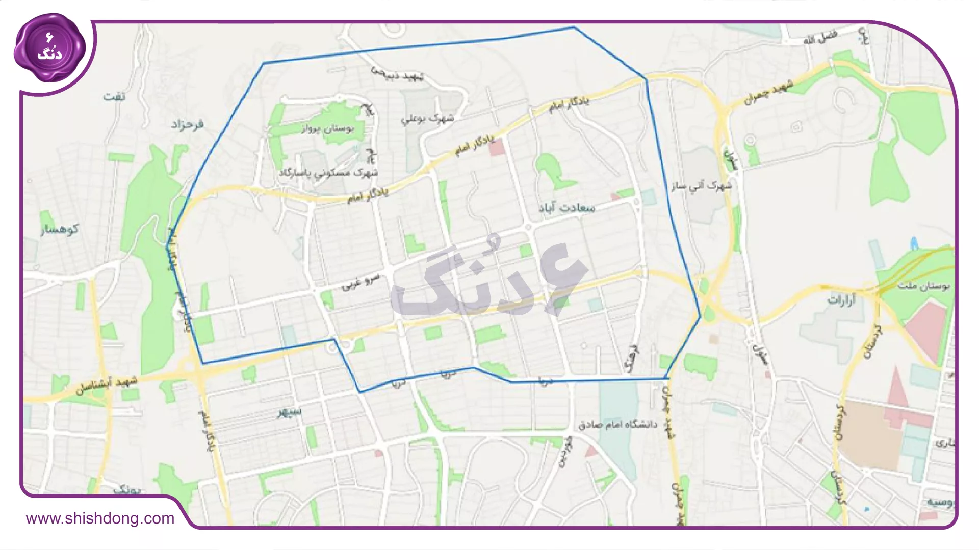 نقشه محله سعادت آباد
