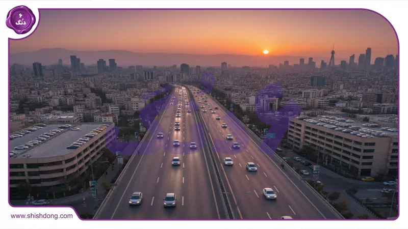 نمای هوایی تهران با خودروهای لوکس