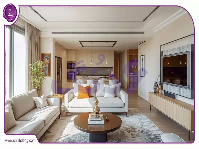 سوئیت دنج در جنیران اصفهان با منظره فضای سبز