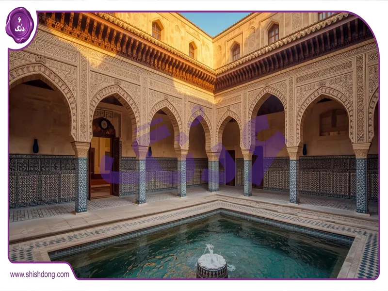 خانه سنتی در جوزدان اصفهان با حیاط پر از گل