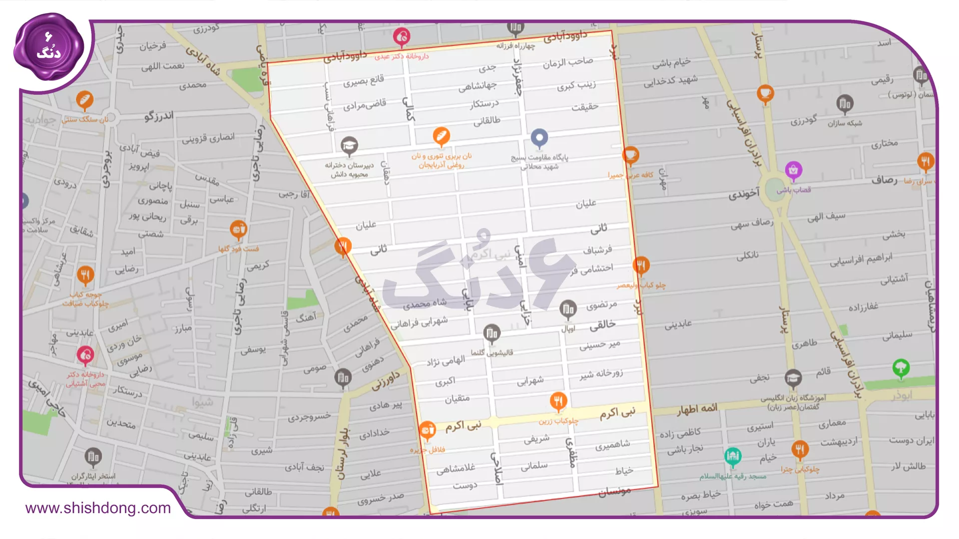 محدوده محله نبی‌اکرم